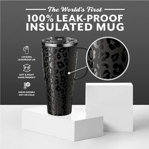 BrüMate Black Leopard Toddy 32oz 100% Leak Proof Insulated Tumbler Screw Lid